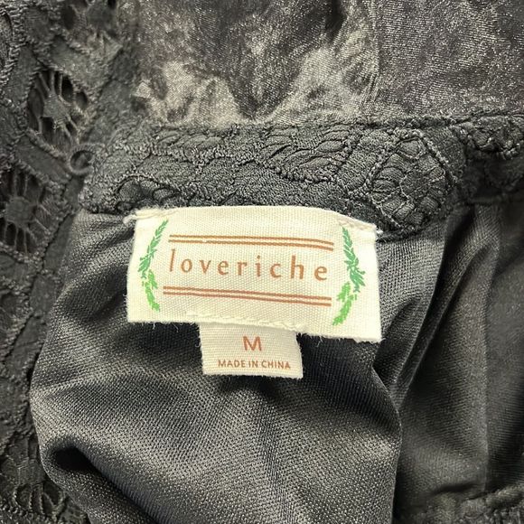 Loveriche Lace Long Sleeve Ruffled Shift Dress Black Medium 💗 - Picture 9 of 11